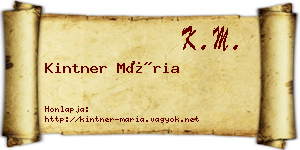 Kintner Mária névjegykártya
